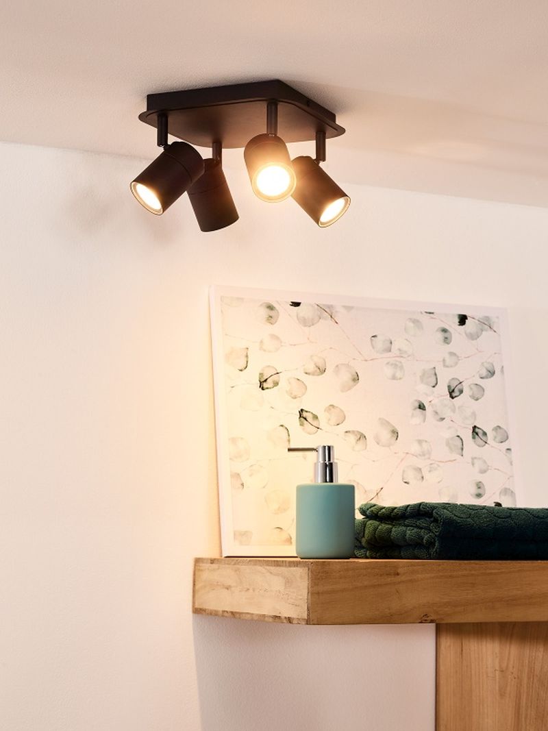 Lucide LENNERT - Stropné bodové svietidlo Kúpeľňa - LED Rozm. - GU10 - 4x5W 3000K - IP44 - Čierna